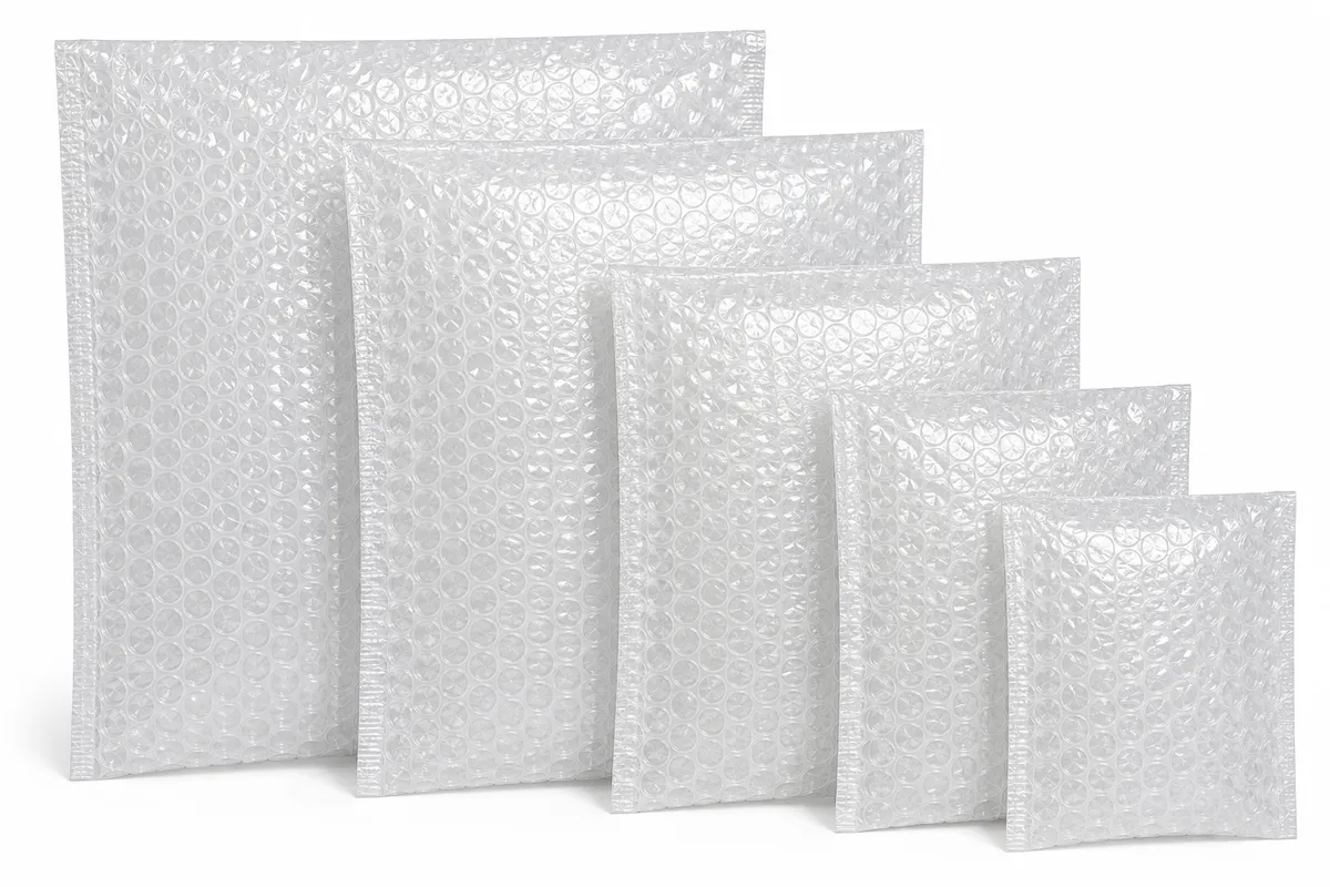 Clear Bubble Pouches with 1" Self-Seal Lip