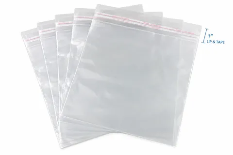 Layflat Poly Bags with 1" Lip & Tape Closure